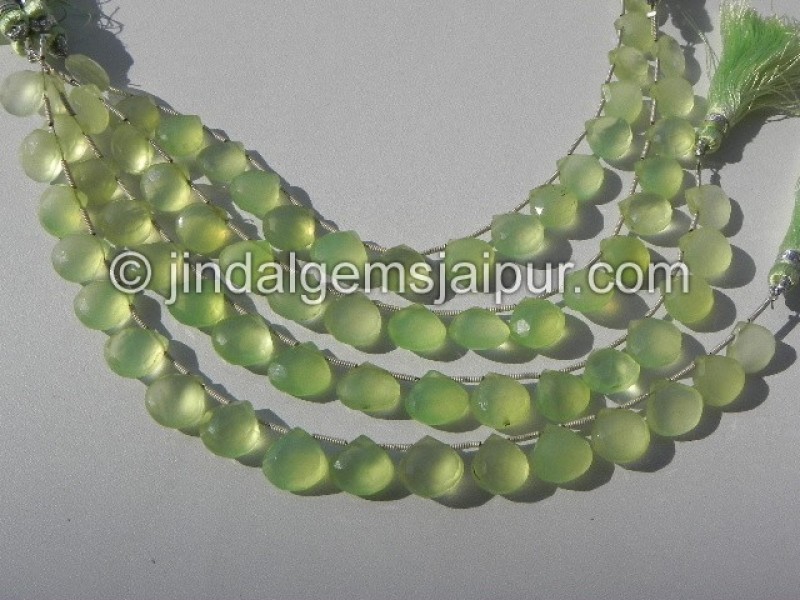 Apple Green Chalsydony Faceted Heart